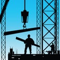 Constuction worker silhouette at work vector Royalty Free Stock Photo