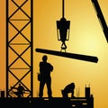 Constuction worker at work with crane Royalty Free Stock Photo