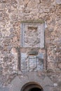 Tower of the Shields Coat of Arms at Consuegra Castle (Castle of La Muela) - Consuegra, Castilla-La Mancha, Spain Royalty Free Stock Photo