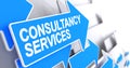 Consultancy Services - Inscription on the Blue Pointer. 3D.