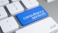 Consultancy Services - Message on Blue Keyboard Button. 3D.