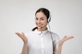 Consultant of call center in headphones Royalty Free Stock Photo