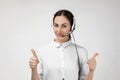 Consultant of call center in headphones Royalty Free Stock Photo