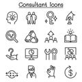 Consultant & Expert icon set in thin line style