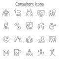 Consultant icon set in thin line style