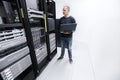 It consultant monitor servers in data center Royalty Free Stock Photo