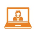 Consultant, online, care, customer, support icon. Orange vector sketch