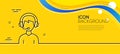 Consultant service line icon. Call center sign. Minimal line yellow banner. Vector