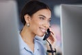 Consultant, woman with a telephone and at her desk in a office at her workplace. Customer service or telemarketing Royalty Free Stock Photo