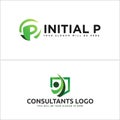 Consultants business initial letter P logo shield people vector Royalty Free Stock Photo