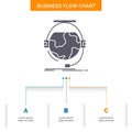consultation, education, online, e learning, support Business Flow Chart Design with 3 Steps. Glyph Icon For Presentation Royalty Free Stock Photo