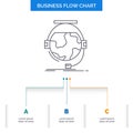 consultation, education, online, e learning, support Business Flow Chart Design with 3 Steps. Line Icon For Presentation Royalty Free Stock Photo