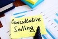Consultative Selling. Business reports and pen Royalty Free Stock Photo
