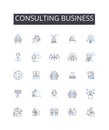 Consulting business line icons collection. Engagement, Communication, Cooperation, Dialogue, Connection, Participation Royalty Free Stock Photo