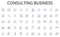 Consulting business line icons collection. gastronomy, cuisine, foodie, cookery, gourmet, restaurateur, chef vector and