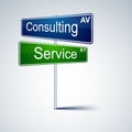 Consulting service direction road sign. Royalty Free Stock Photo