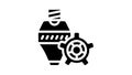 consumables, print head and gear glyph icon animation