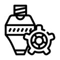 consumables, print head and gear line icon vector illustration