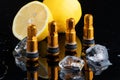 Consumables for tire repair, new gold nipples for car tires and a yellow lemon, Metal tire valve , ice cube, Clamp-in Tubeless