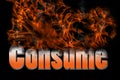 Consume in 3D illustration fire text