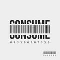 Consume text linear barcode scan illustration vector binary code shipping corporation sticker, t shirt design, poster product
