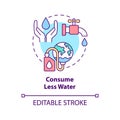Consume less water concept icon