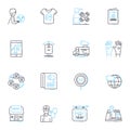 Consumer assistance linear icons set. Support, Help, Assistance, Advice, Solution, Service, Guideline line vector and