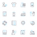 Consumer assistance linear icons set. Support, Help, Assistance, Advice, Solution, Service, Guideline line vector and