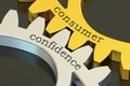 Consumer Confidence concept on the gearwheels, 3D rendering