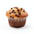 Consumer Culture Critique: Chocolate Chip Filled Muffin On White Background