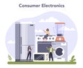 Consumer durables production set. Houseware electronics, furniture