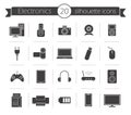 Consumer electronics black silhouette icons set Royalty Free Stock Photo