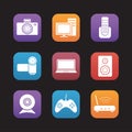 Consumer electronics flat design icons set Royalty Free Stock Photo
