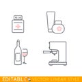 Consumer goods icon set, include coffee machine, perfumery, medicines, alcohol Royalty Free Stock Photo