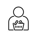 Black line icon for Consumer, user and purchaser Royalty Free Stock Photo
