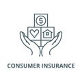 Consumer insurance line icon, vector. Consumer insurance outline sign, concept symbol, flat illustration