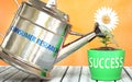 Consumer research helps achieve success - pictured as word Consumer research on a watering can to show that it makes success to