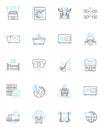 Consumer service linear icons set. Satisfaction, Quality, Loyalty, Reliability, Responsiveness, Empathy, Understanding