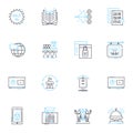 Consumer service linear icons set. Satisfaction, Quality, Loyalty, Reliability, Responsiveness, Empathy, Understanding