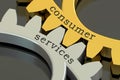 Consumer services concept on the gearwheels, 3D rendering Royalty Free Stock Photo