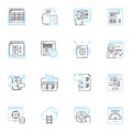 Consumer targeting linear icons set. Demographics, Psychographics, Behavior, Market research, Segmentation, Target