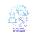 Consumer to business blue gradient concept icon Royalty Free Stock Photo