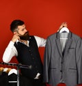 Consumerism and elegance concept. Shop assistant or seller