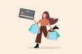 Consumerism, overspending or shopaholic causing credit card debt and poverty, shopping addiction spend more than your income,