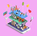 Consumers Online Shopping Isometric Composition