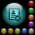 Contact address icons in color illuminated glass buttons
