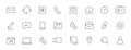 Contact, address line icon set. Mail, telephone adress, message symbol for website button. Editable stroke thin line