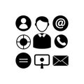This contact black icon set features sleek, minimalistic icons designed