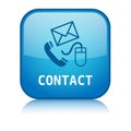 CONTACT blue square vector web button with reflection