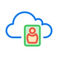 Contact book on the cloud service. Cloud Computing Icon. Simple outline filled icon style.